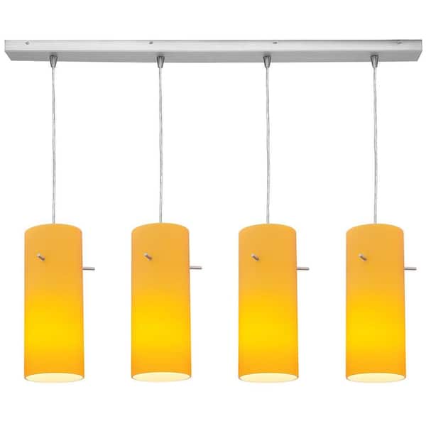 Access Lighting 4-Light Pendant Brushed Steel Finish Amber Glass-DISCONTINUED