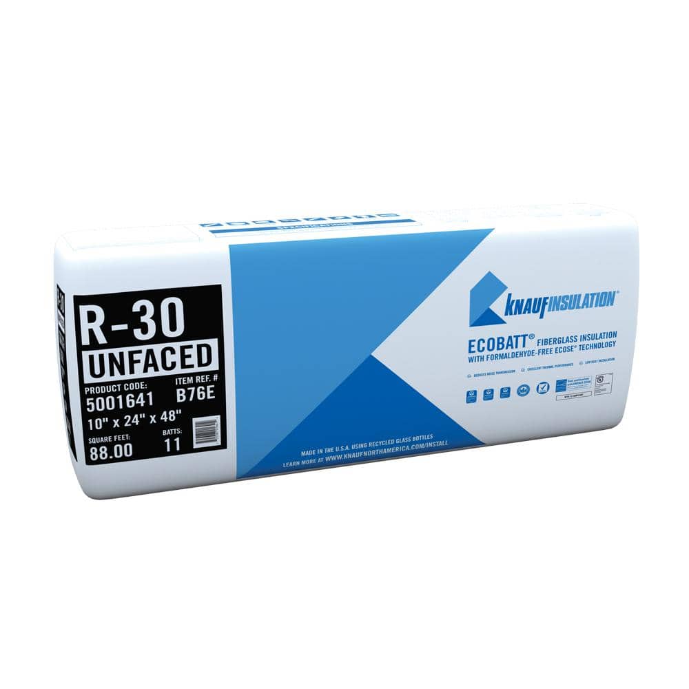 Knauf Insulation R30 EcoBatt Unfaced Fiberglass Insulation Batt 10 in