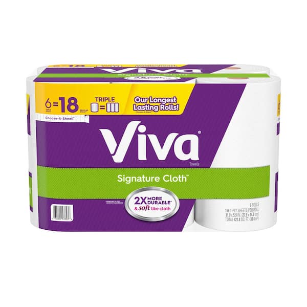 Viva Cloth Paper Towel Roll (156-Sheets Per Roll 6-Rolls Per Pack) (3-Pack)
