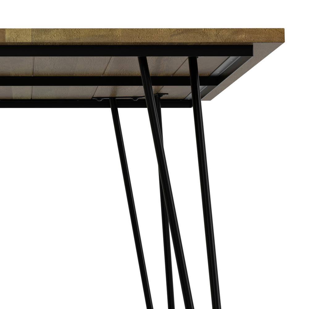 Hunter Light Brown Mango Wood Industrial Dining Table with Black Metal Legs