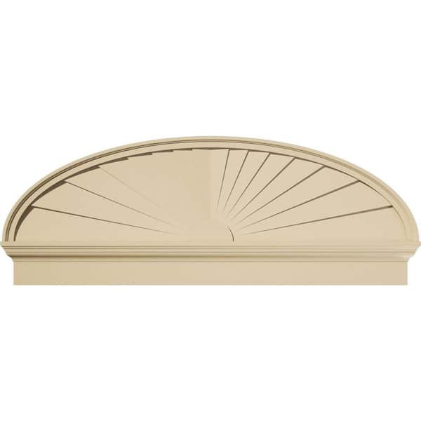 54-in. W x 20-3/8-in. H x 2-3/4-in. P Elliptical Sunburst Signature Urethane Combination Pediment, Primed Tan