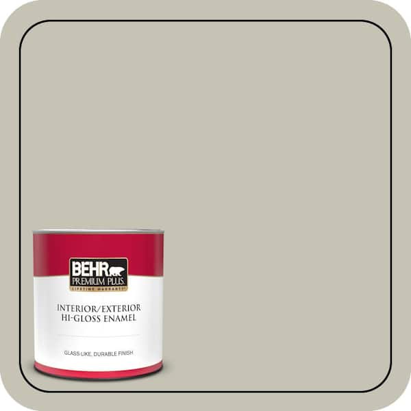 BEHR PREMIUM PLUS 1 qt. #BNC-04 Comforting Gray Hi-Gloss Enamel Interior/Exterior Paint & Primer
