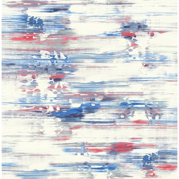 Seabrook Designs Spatula Stripe Royal Blue, Ruby, and Off-White Paper Strippable Roll (Covers 56.05 sq. ft.)
