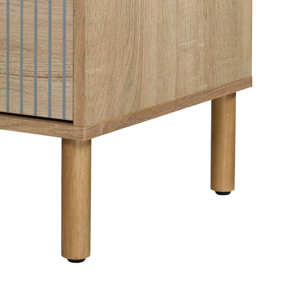 Merk Light Brown Wood 2-Drawer Nightstand
