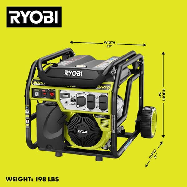 RYOBI 9500-Watt Recoil Start Gasoline Powered Portable Generator