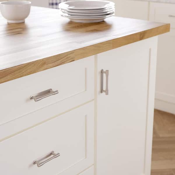 (10-Pack) Round Layered Backplate 3 in. (76 mm) Modern Satin Nickel Cabinet Handle Drawer Bar Pulls