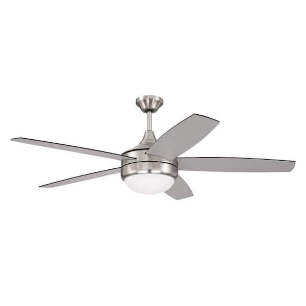 52 in. Brushed Polished Nickel Brushed Nickel/Greywood Blades Dual Mount Standard Ceiling Fan w/ LED Bulbs Included
