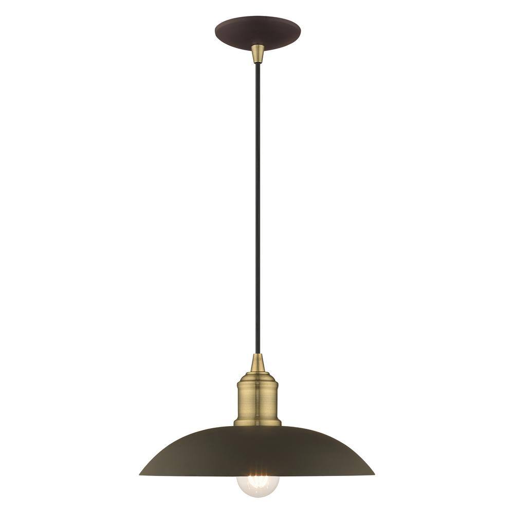 Bronze and Brass Mini Pendant Light with Metal Shade