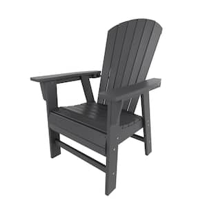 Altura Outdoor Patio Fade Resistant HDPE Plastic Adirondack Style Dining Chair with Arms in Gray