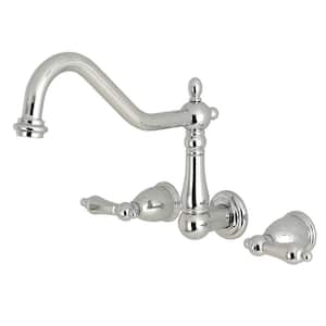 Heritage 2-Handle Wall Mount Roman Tub Faucet in Polished Chrome (Valve Included)