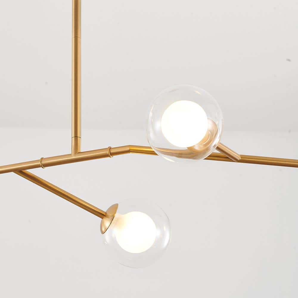 Brass and Crystal 7-Light Adjustable Chandelier