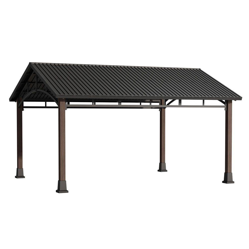 15 ft. x 13 ft. Solid Wood Patio Outdoor Hardtop Gazebo with Black Galvanized Steel Roof and Ceiling Hook price history on PriceWatchPro