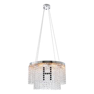 23.64 in. 8-Light Integrated LED Transparent Luxurious Nordic Cylinder Light Chandelier for Bedroom Dining Room
