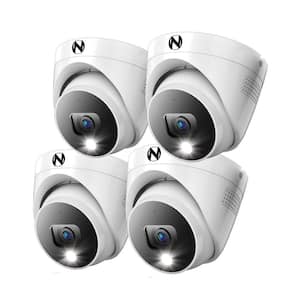 4K Wired Dome Indoor/Outdoor Spotlight Security Cameras with 2-Way Audio (4-Pack)
