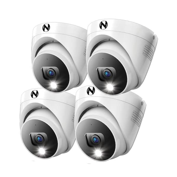 Night Owl 4K Wired Dome Indoor/Outdoor Spotlight Security Cameras with 2-Way Audio (4-Pack)
