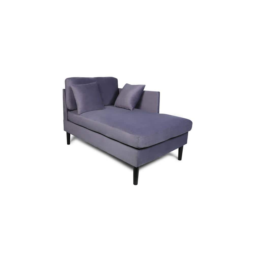 Harper & Bright Designs Gray Rightfacing Velvet Chaise Lounge