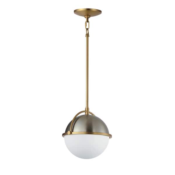 Duke 10 in. 1-Light Satin Brass Single Pendant Light