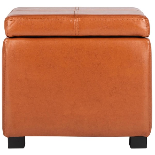 SAFAVIEH Madison Orange Storage Ottoman