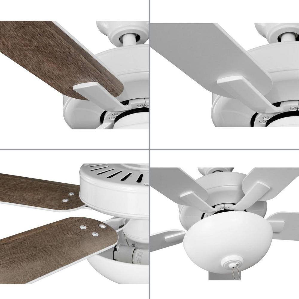 AirPro 52'' White and Antique Wood Ceiling Fan with LED Light
