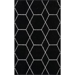 Trellis Frieze Black/Ivory 3 ft. x 5 ft. Geometric Area Rug