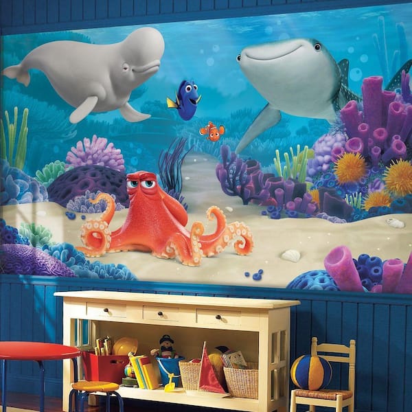 York Wallcoverings 72 in. x 126 in. Finding Dory XL Chair Rail 7-Panel Prepasted Mural