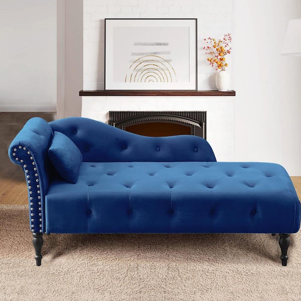 chaise lounge blue velvet