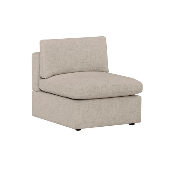 Thorton 32 in. Modular Track Arm Peformance Fabric Armless Chair in Wheat