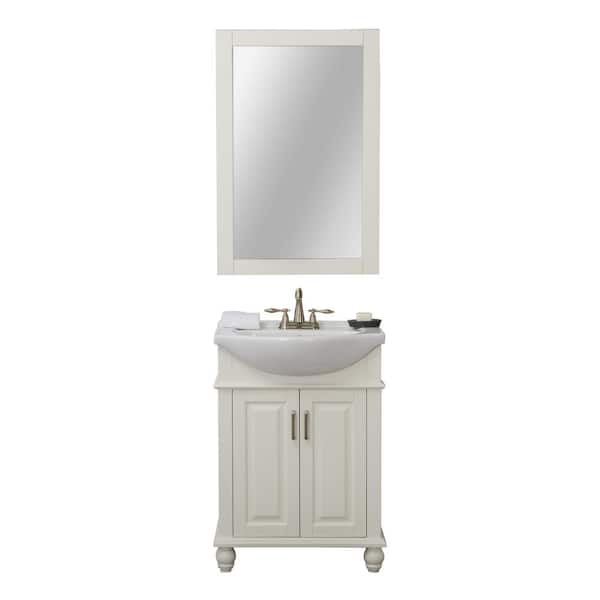 HOME ELEMENTS Lakewood 24 in. W x 17.5 in. D x 34.75 in. H Vanity in White with Porcelain Vanity Top in White with White Basin