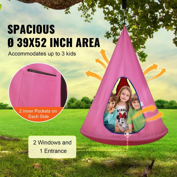 Kids Pod Swing Hanging Seat Child Hammock Chair Indoor And Outdoor Sensory Swings 100% Cotton Loading Capacity 170 Lbs (Yellow