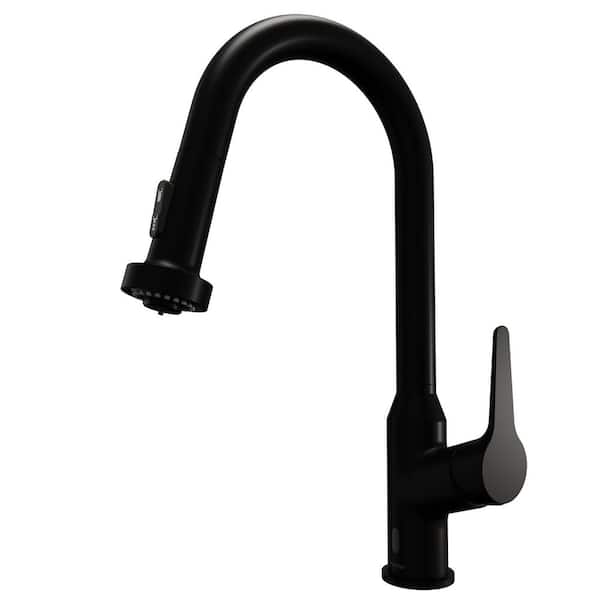 Scottsdale 16-1/8 in. Single Handle Touchless Pull-Down Sprayer Kitchen Faucet 360° Spout in Matte Black
