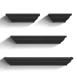 24 in. W x 4 in. D Floating Black Decorative Wall Shelf, (Set of 4)
