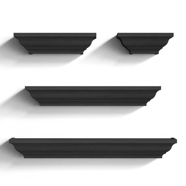 Unbranded 24 in. W x 4 in. D Floating Black Decorative Wall Shelf, (Set of 4)