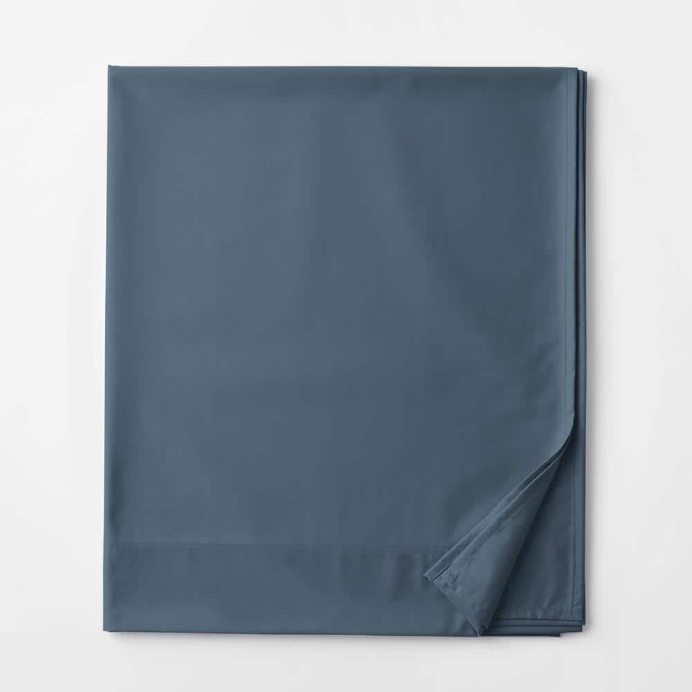 The Company Store Legends Hotel Steel Blue 450-Thread Count Wrinkle-Free Supima Cotton Sateen Full Flat Sheet