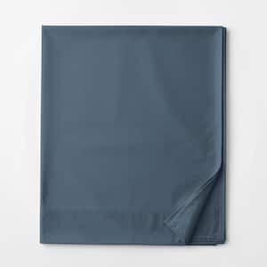Legends Hotel Steel Blue 450-Thread Count Wrinkle-Free Supima Cotton Sateen Full Flat Sheet