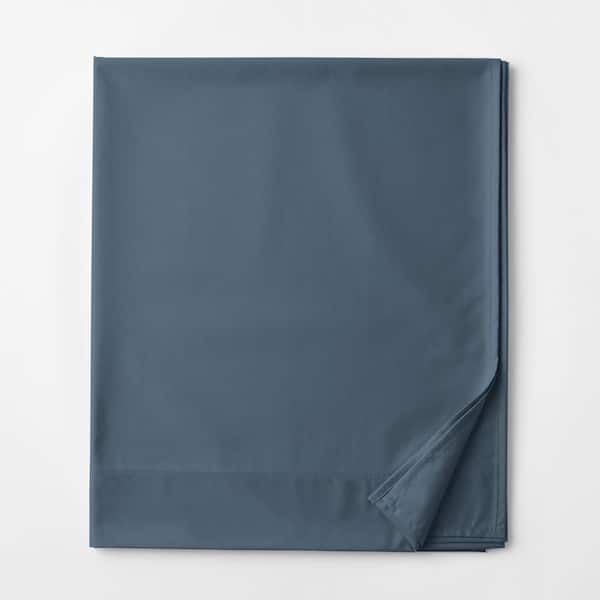 The Company Store Legends Hotel Steel Blue 450-Thread Count Wrinkle-Free Supima Cotton Sateen King Flat Sheet