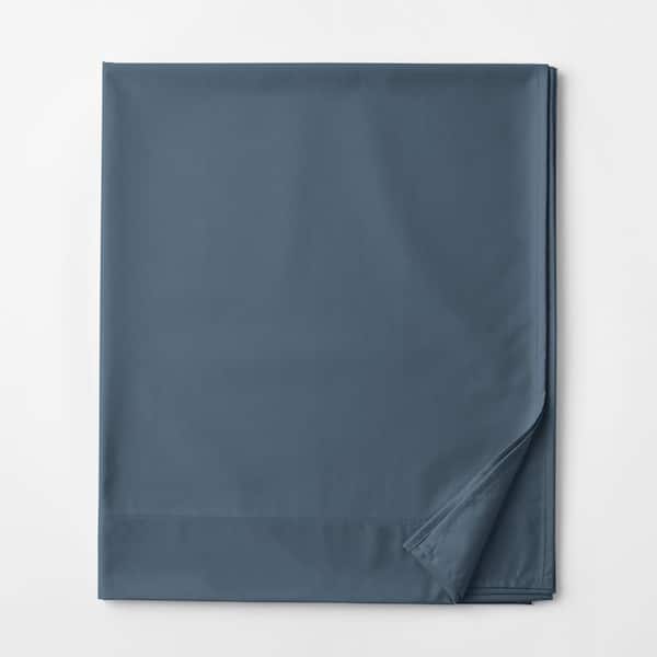 The Company Store Legends Hotel Steel Blue 450-Thread Count Wrinkle-Free Supima Cotton Sateen Queen Flat Sheet