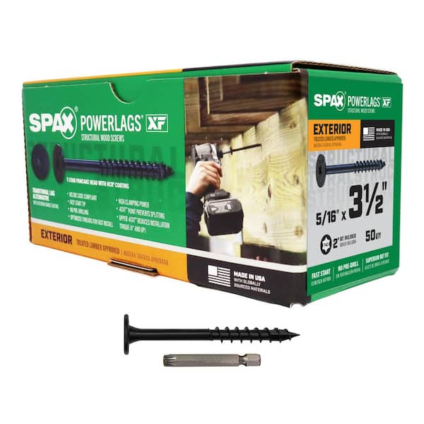 5/16 in. x 3-1/2 in. Black Powerlags XF Exterior T40 T-Star Pancake Head Structural Wood Lag Screws (50 pcs)