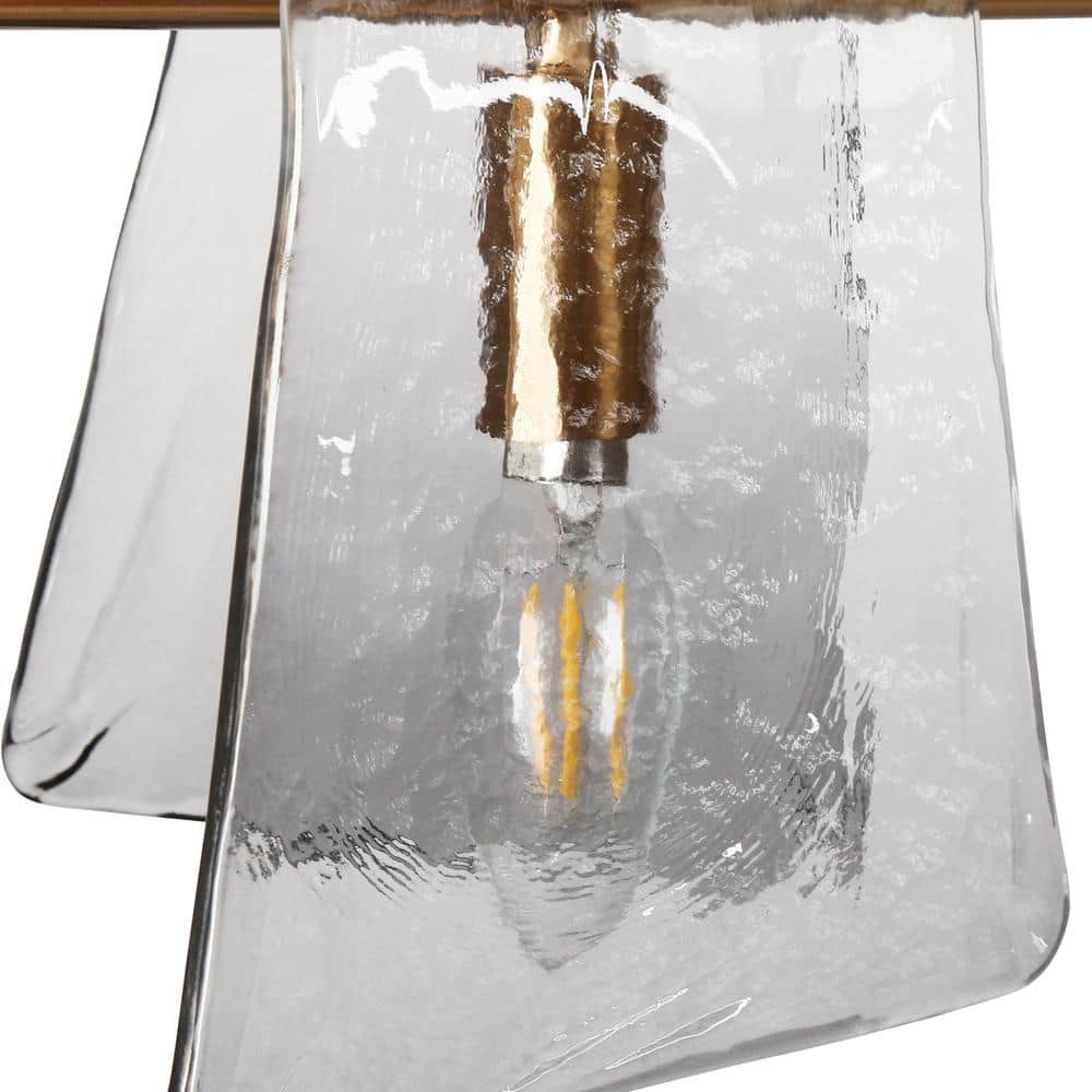41.5" Gold and Smoky Gray Glass Linear Chandelier