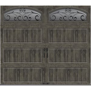 Gallery Collection 8 ft. x 7 ft. 18.4 R-Value Intellicore Insulated Ultra-Grain Slate Garage Door with Decorative Window