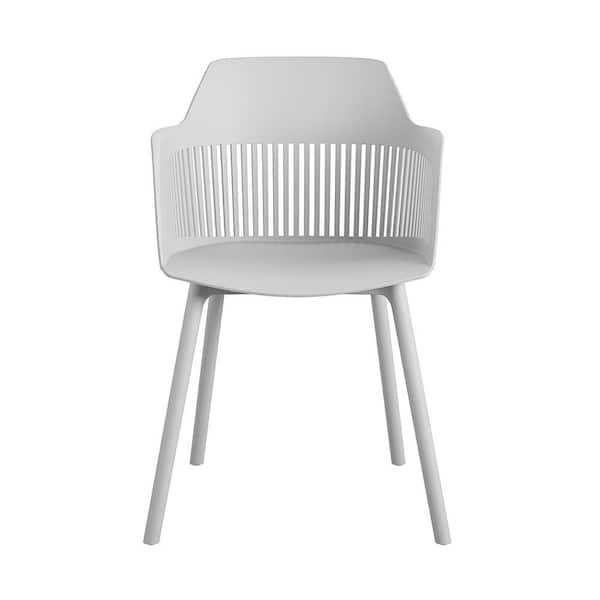 Cosco CosmoLiving by Cosmopolitan Camelo Collection Light Gray Slat Back Resin Outdoor Dining Chair (2-Pack)