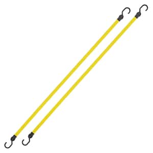 48 in. Flat Strap Yellow Bungee Cord with Hooks - 2 pack