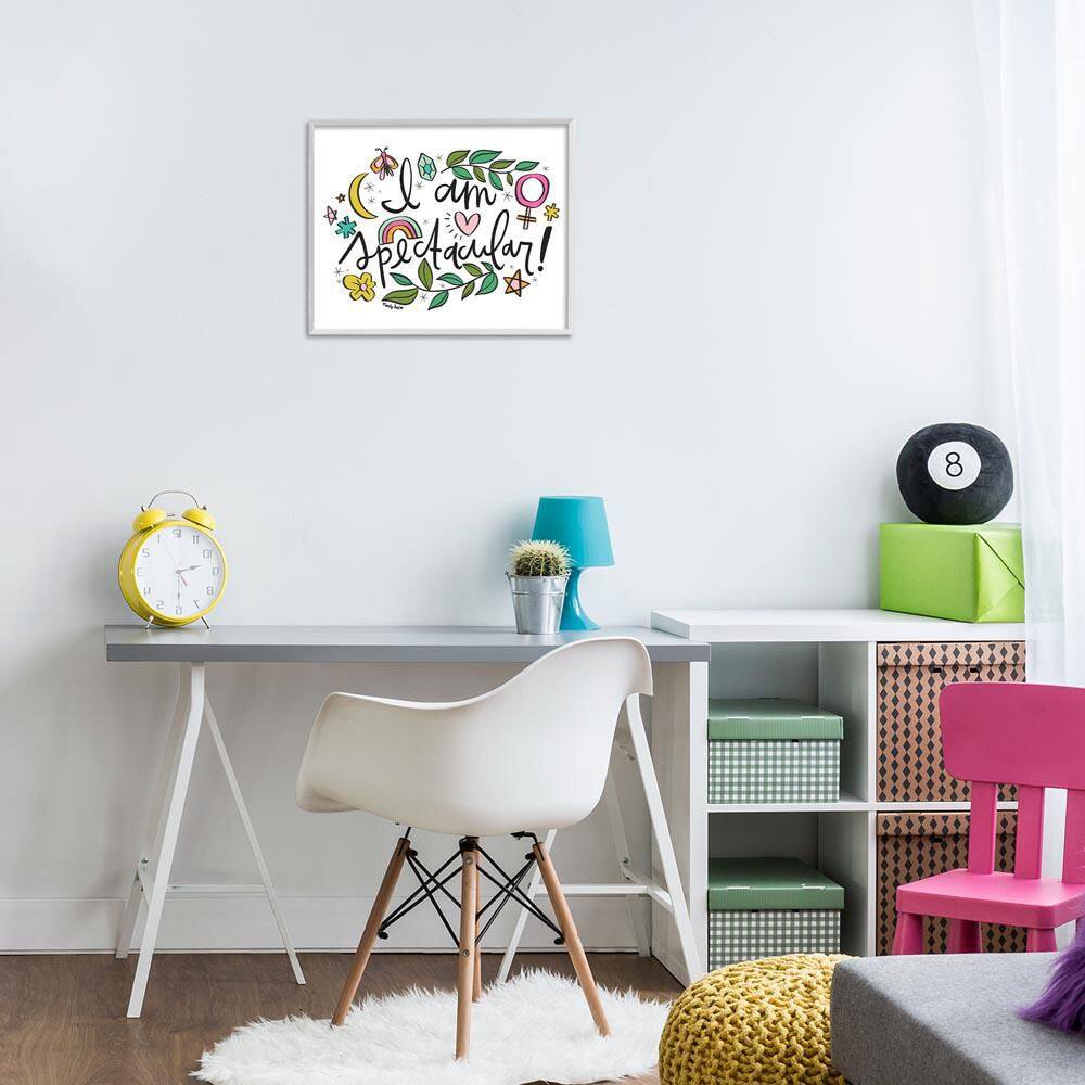 Motivational I Am Spectacular by Mandy Ford Art + Illustration White Framed Typography Giclee Art Print 16 in. x 20 in.