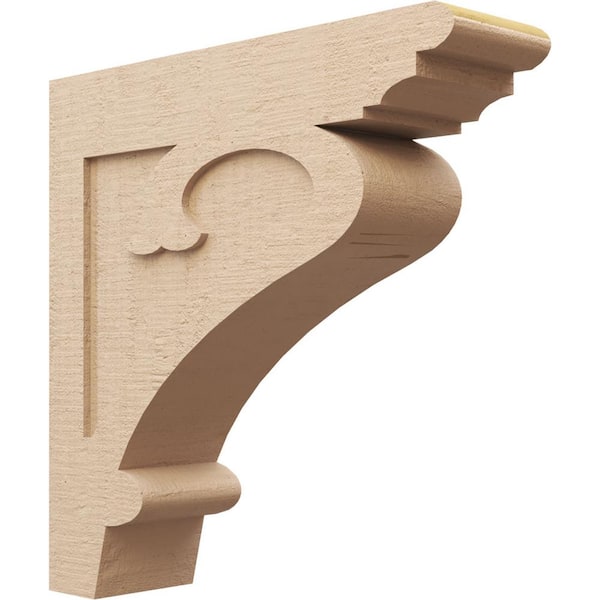 Ekena Millwork 7-in. x 28-in. x 28-in. Series 1 Thin Mayflower Rough Cedar Woodgrain Timberthane Polyurethane Corbel, Primed Tan