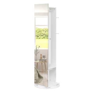White Jewelry Armoire with Full Length Mirror 360° and Large Capacity Jewelry Organizer Armoire