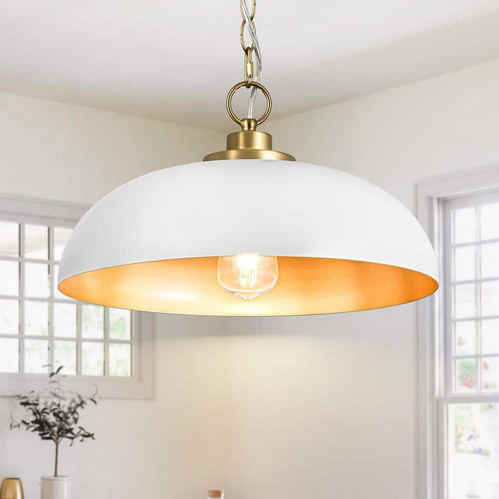 HOIM Roof in the House / アイボリー ペンダントライト LLHZSY 15.75 in. Wide 1-Light White and Brass Modern Transitional