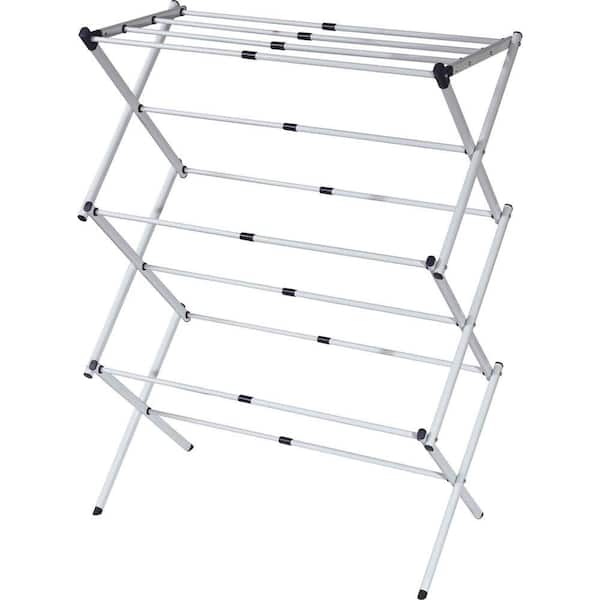 Sunbeam Clothes Rack Sunbeam 14.5 in. x 41 in. Grey 2 Tier Drying Rack CD45027 - The Home Depot