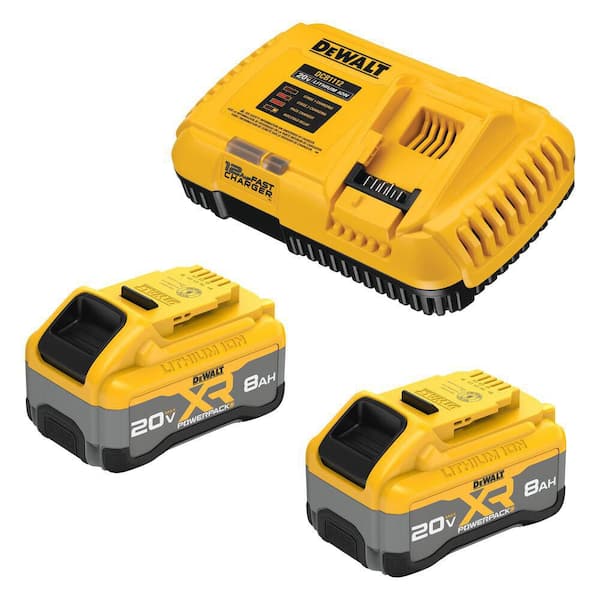 20V MAX XR Lithium-Ion Battery and Charger Kit with (2) Powerpack 8.0 Ah Batteries and Charger