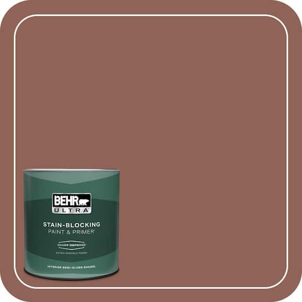 BEHR ULTRA 1 qt. #BXC-57 Raw Sienna Extra Durable Semi-Gloss Enamel Interior Paint & Primer