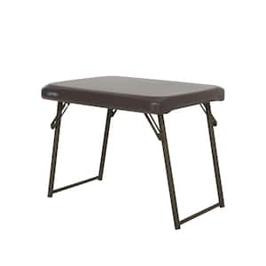 24 in. Brown Plastic Folding Side Table