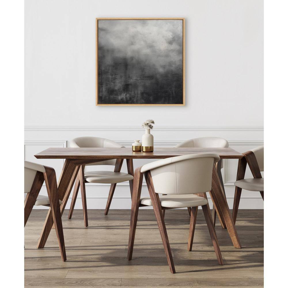 Tonal Abstract Black and Gray Framed Canvas Art, 30x30